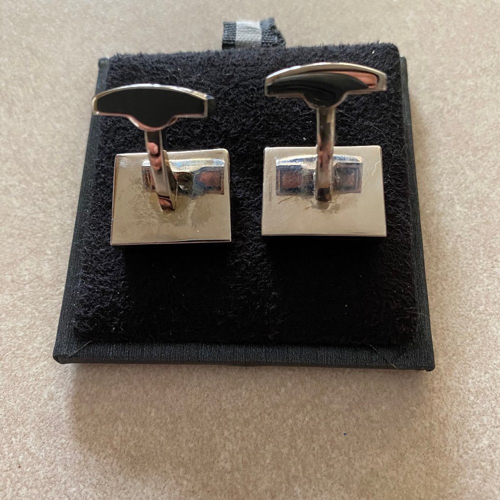 Bugatchi Rectangular Silver Tone Striped Black - image 7